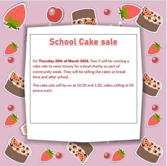Year 5 Cake Sale